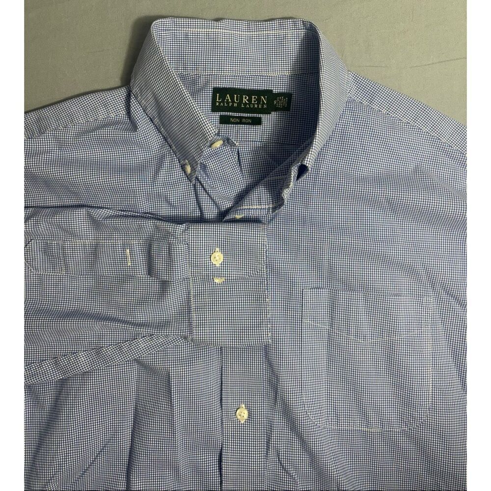 Lauren Ralph Lauren Mens L Blue Button-Down Shirt 16 Neck 32-33